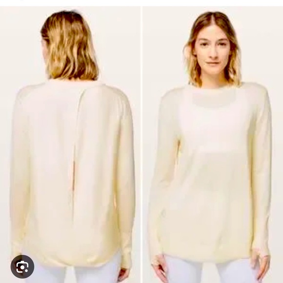 Lululemon still at ease ivory pullover angel wings back - Picture 1 of 10